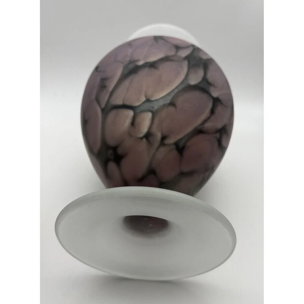 Vintage Tarnowiec Handblown Art Glass Reverse Paint Vase Poland 12.25